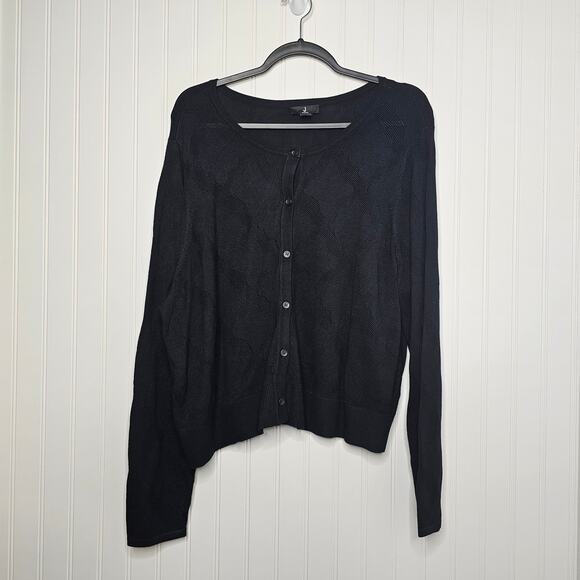 J Jason Wu Black Jacquard Cropped Cardigan Women's 1X Classic Casual Timeless - Picture 6 of 11
